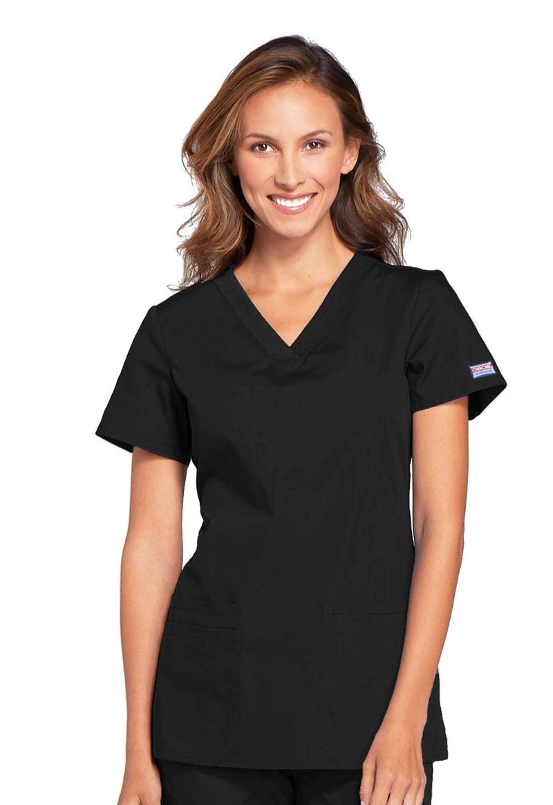 Cherokee womens V-neck Top Medical Scrubs, Black, XX-Large Plus - Image 1